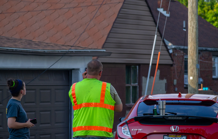 AEP Ohio crews work to remove fallen trees and restore power to more than 5,000 customers in Lima, Ohio on July 11, 2019.