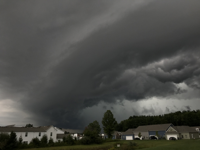 Severe weather over apartment buildings