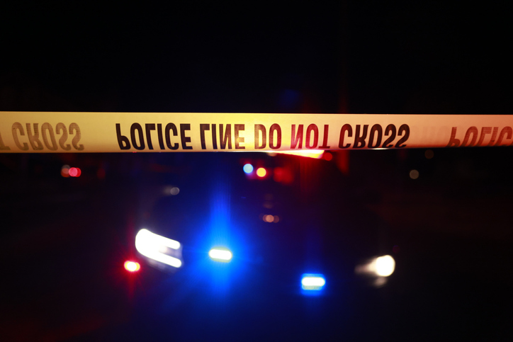 Police Line Do Not Cross Tape At The Scene Of A Violent Crime