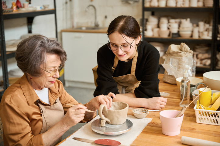 Two women in a ceramics studio