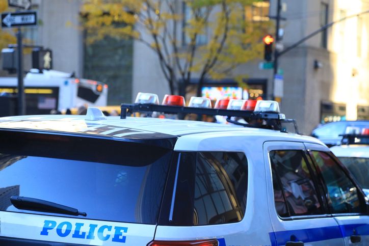 Police SUV vehicle, close-up partial view