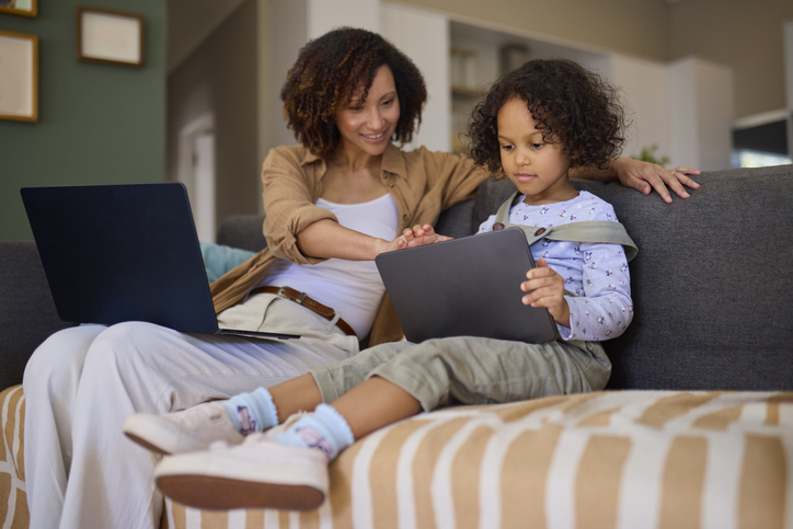 Mother and Daughter Discovering Digital Together
