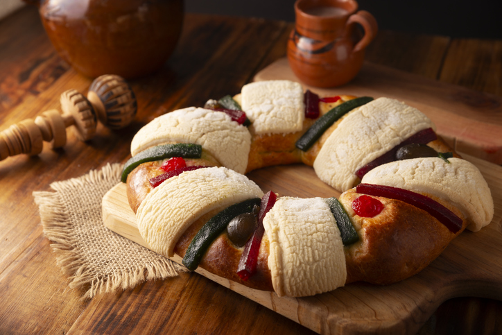 Rosca de Reyes bread and hot chocolate Mexico
