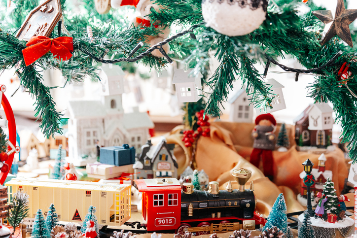 Christmas winter wonderland city beneath the tree