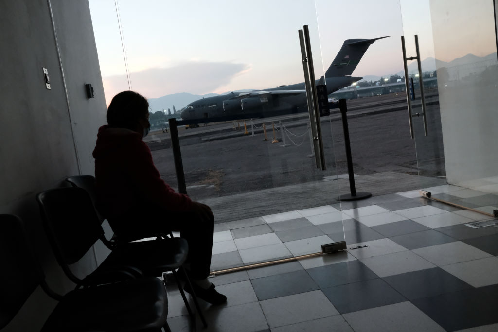 Deported Migrants arrive from US in a military plane at la Aurora air base in Guatemala