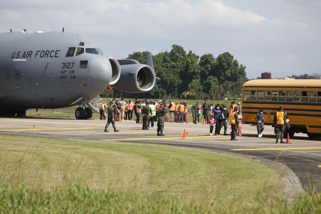 Deported Migrants arrive from US in a military plane in Honduras