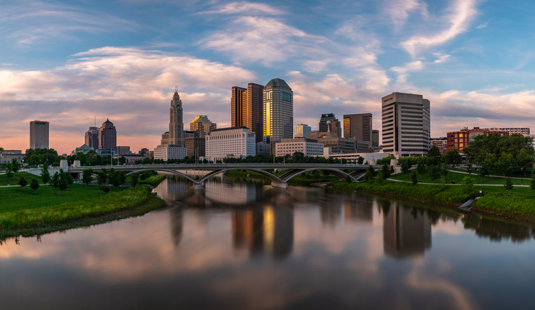 View of city buildings against cloudy sky,Columbus,Ohio,United States,USA