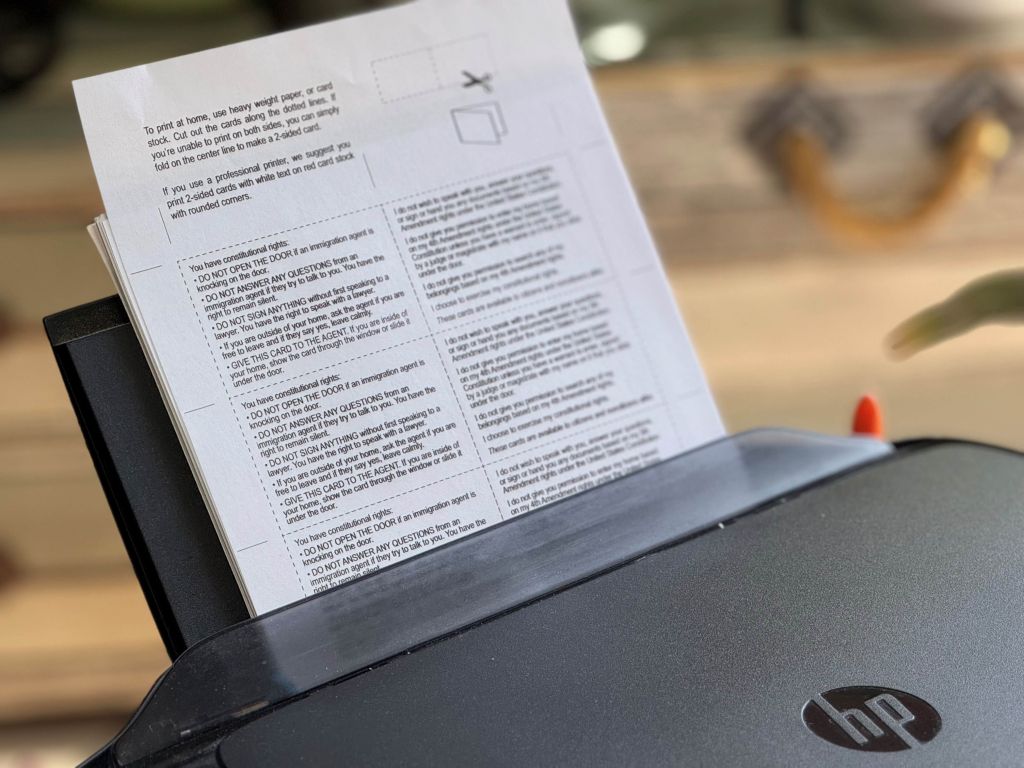 Tarjeta sobre derechos se puede imprimir en casa