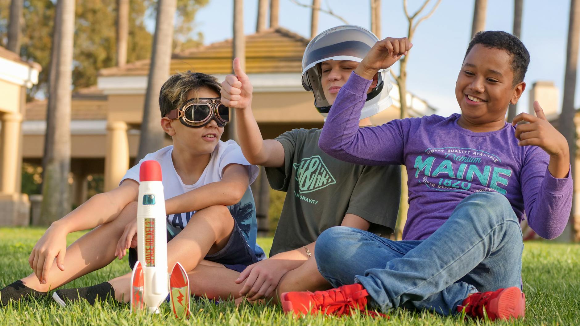 boys playing a rocket