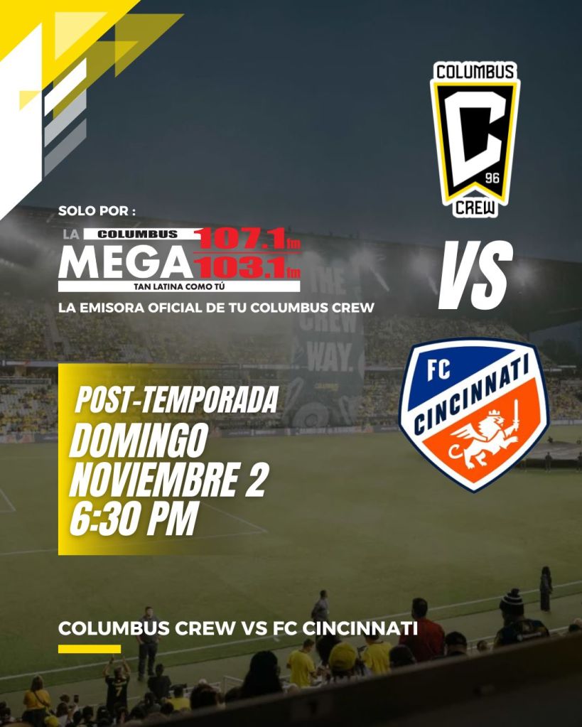 Columbus crew vs el Fc Cincinati este domingo noviembre 2 a las 6:30 pm En este partido el crew se juega en casa el todo por el todo