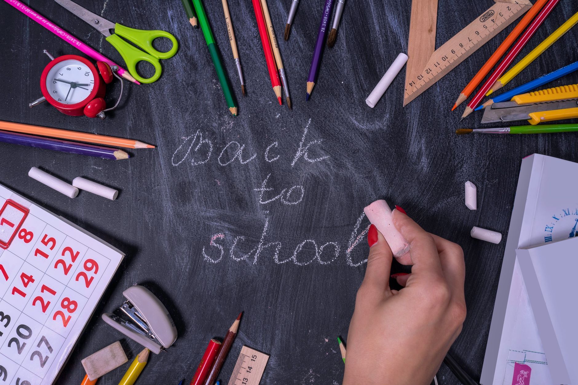 back to school phrase on a blackboard