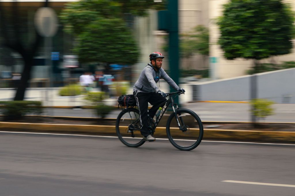 cyclist on street in city